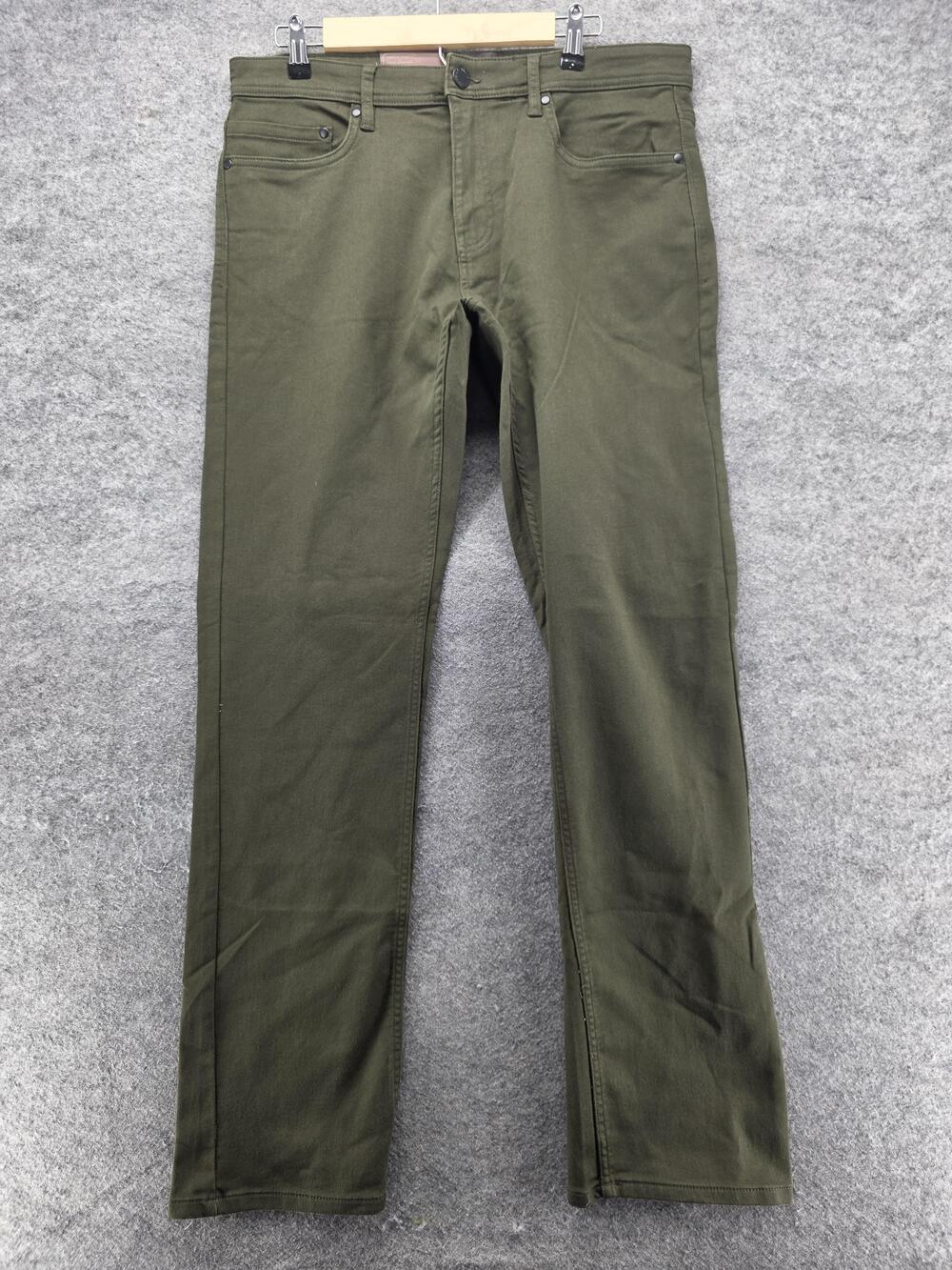 JACHS New York Pants Mens 34x32 Green Straight Fit Chino Stretch Comfort